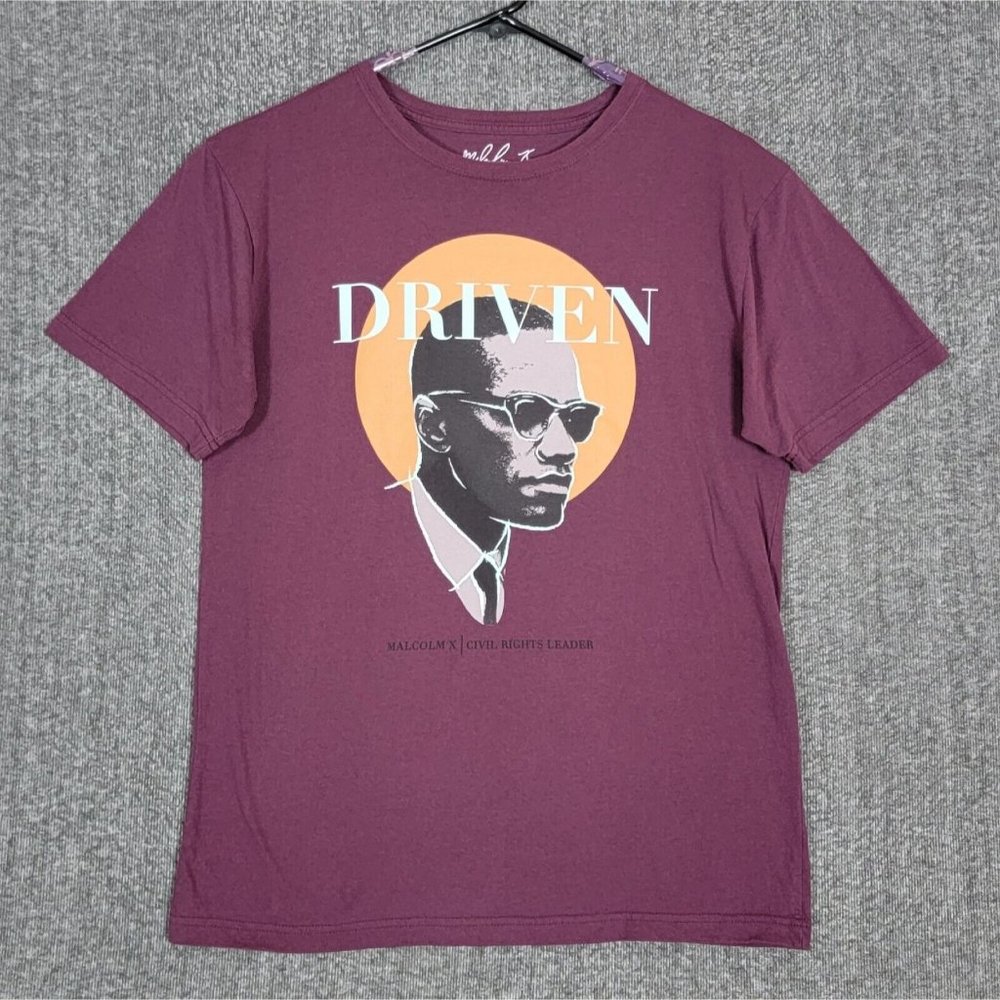 Malcolm X T-Shirt Mens Large Purple Driven Civil Rights Leader Short Sleeve Tee